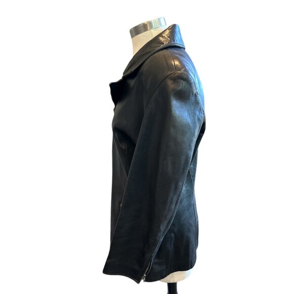 Vintage Black Leather Blazer Style Jacket - Picture 4 of 16